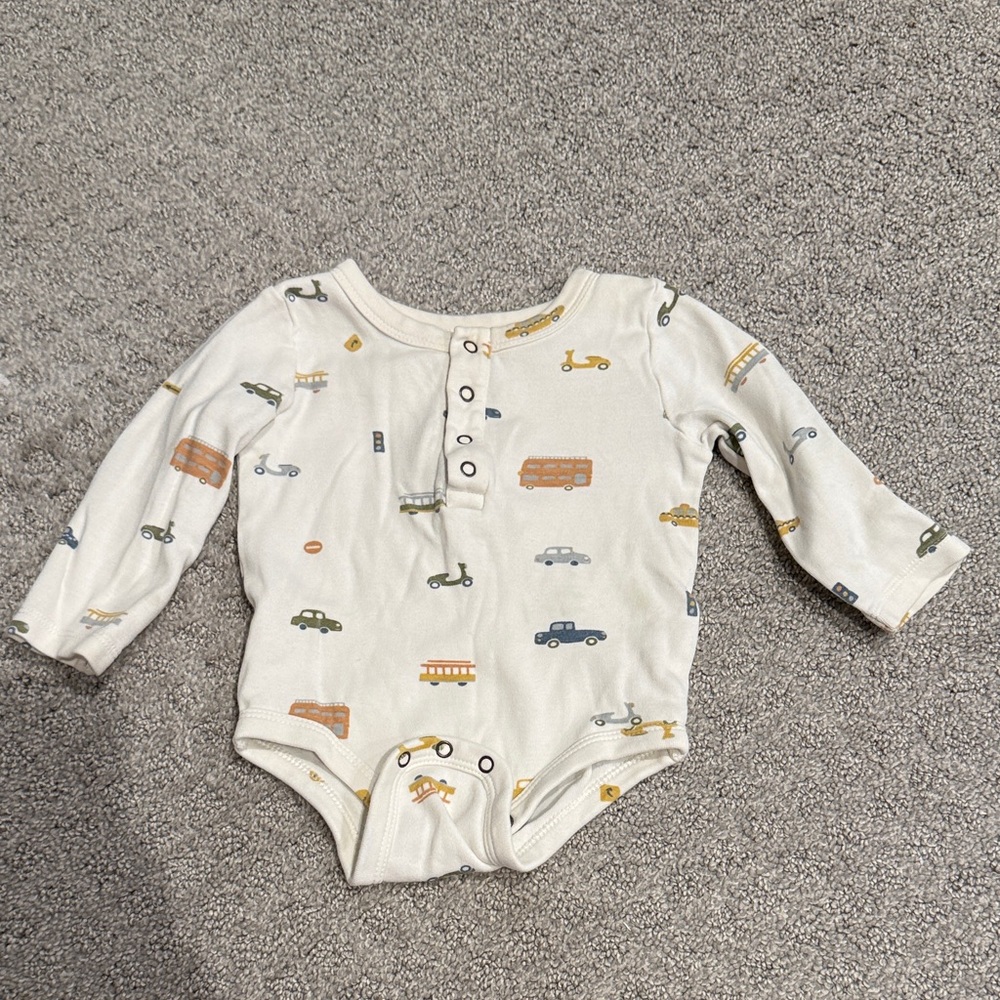 Cream Car Print Kids Bodysuit